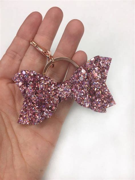 Pink Pearl Chain Bow Keychains for Women Bow Key Chain for 